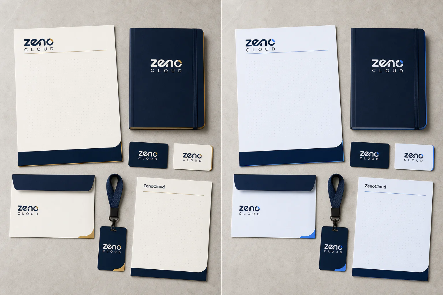Gold and cobalt ZenoCloud stationery comparison